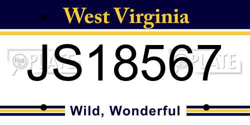 JS18567 West Virginia License Plate