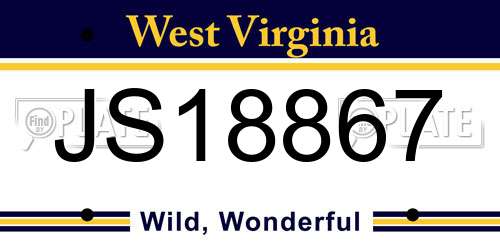 JS18867 West Virginia License Plate