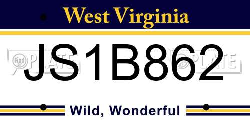 JS1B862 West Virginia License Plate