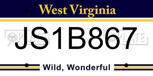 JS1B867 West Virginia License Plate