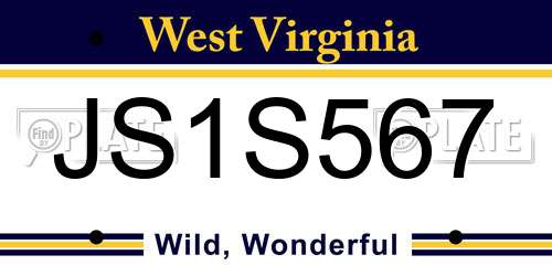 JS1S567 West Virginia License Plate