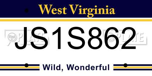 JS1S862 West Virginia License Plate