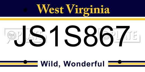 JS1S867 West Virginia License Plate