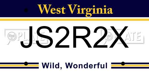 JS2R2X West Virginia License Plate