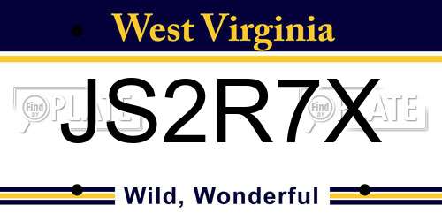JS2R7X West Virginia License Plate
