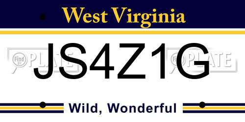 JS4Z1G West Virginia License Plate