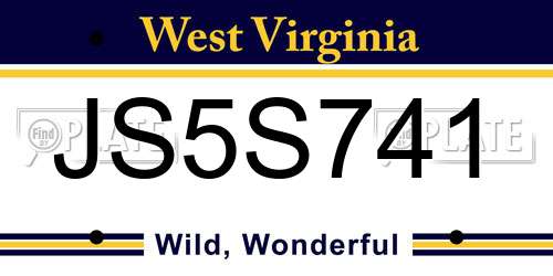 JS5S741 West Virginia License Plate