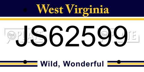JS62599 West Virginia License Plate