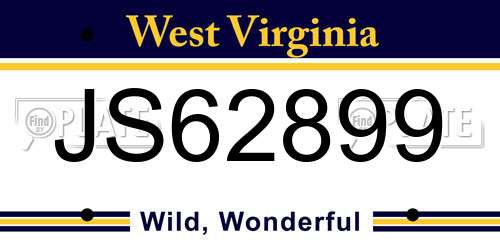 JS62899 West Virginia License Plate