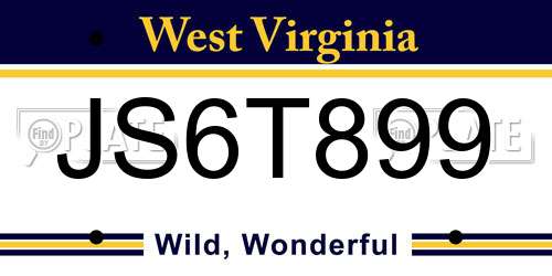 JS6T899 West Virginia License Plate
