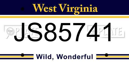 JS85741 West Virginia License Plate