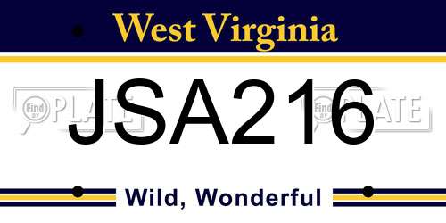 JSA216 West Virginia License Plate