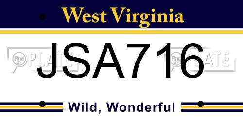 JSA716 West Virginia License Plate
