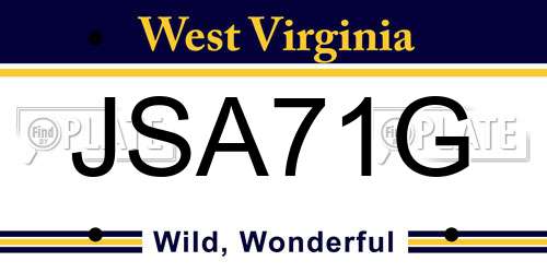 JSA71G West Virginia License Plate