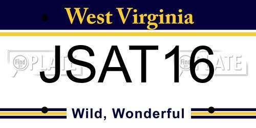 JSAT16 West Virginia License Plate