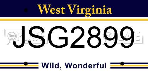 JSG2899 West Virginia License Plate