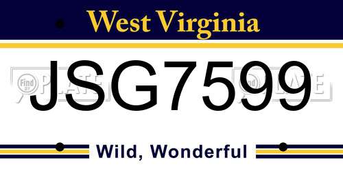 JSG7599 West Virginia License Plate