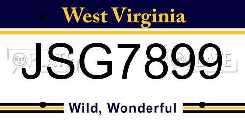 JSG7899 West Virginia License Plate