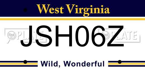 JSH06Z West Virginia License Plate