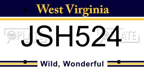 JSH524 West Virginia License Plate