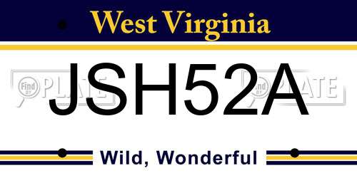 JSH52A West Virginia License Plate