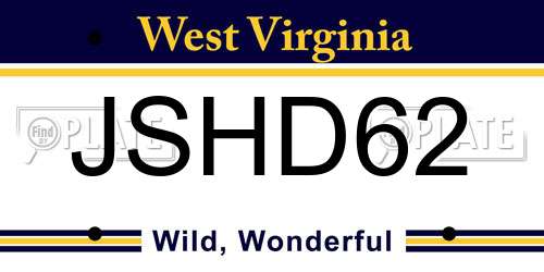 JSHD62 West Virginia License Plate