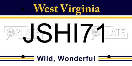 JSHI71 West Virginia License Plate