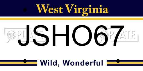 JSHO67 West Virginia License Plate