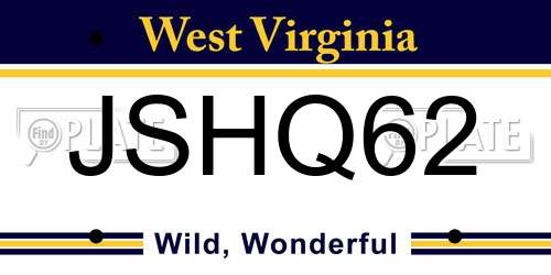 JSHQ62 West Virginia License Plate
