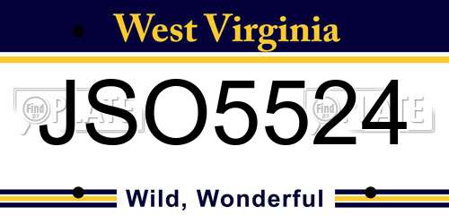JSO5524 West Virginia License Plate