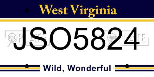 JSO5824 West Virginia License Plate