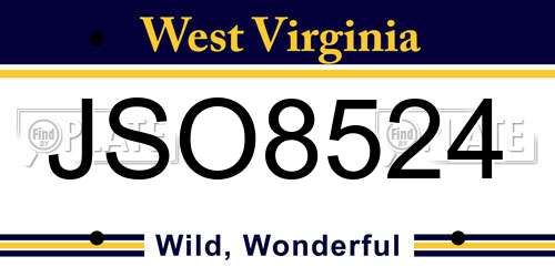 JSO8524 West Virginia License Plate