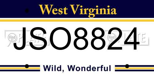 JSO8824 West Virginia License Plate
