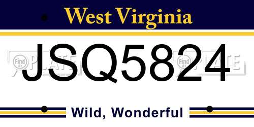 JSQ5824 West Virginia License Plate