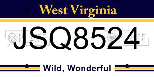 JSQ8524 West Virginia License Plate