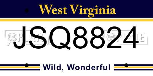 JSQ8824 West Virginia License Plate