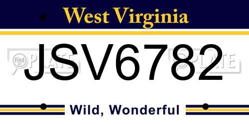 JSV6782 West Virginia License Plate