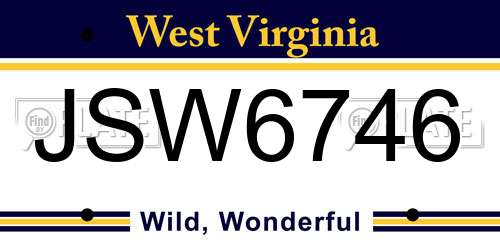 JSW6746 West Virginia License Plate
