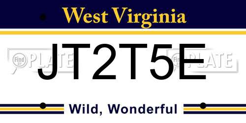 JT2T5E West Virginia License Plate