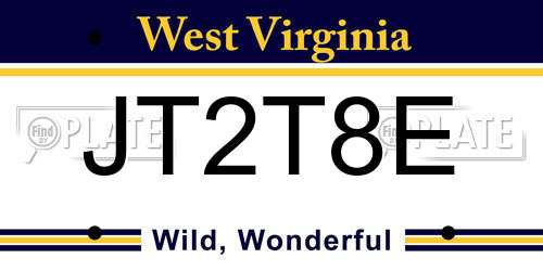 JT2T8E West Virginia License Plate