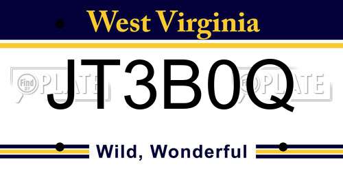 JT3B0Q West Virginia License Plate