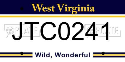 JTC0241 West Virginia License Plate
