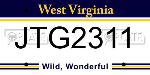 JTG2311 West Virginia License Plate
