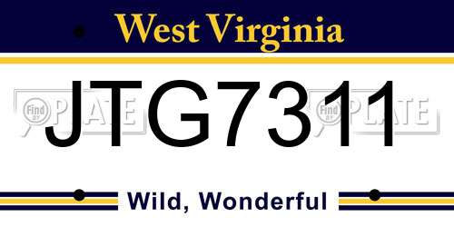 JTG7311 West Virginia License Plate