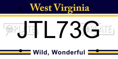 JTL73G West Virginia License Plate