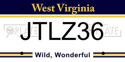 JTLZ36 West Virginia License Plate