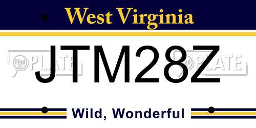 JTM28Z West Virginia License Plate