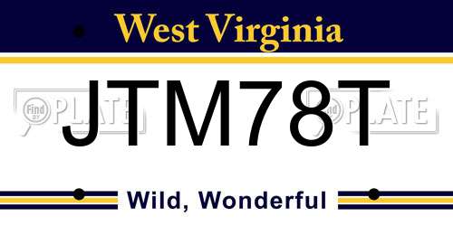 JTM78T West Virginia License Plate