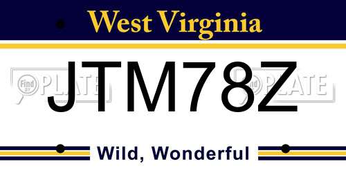 JTM78Z West Virginia License Plate