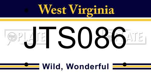 JTS086 West Virginia License Plate